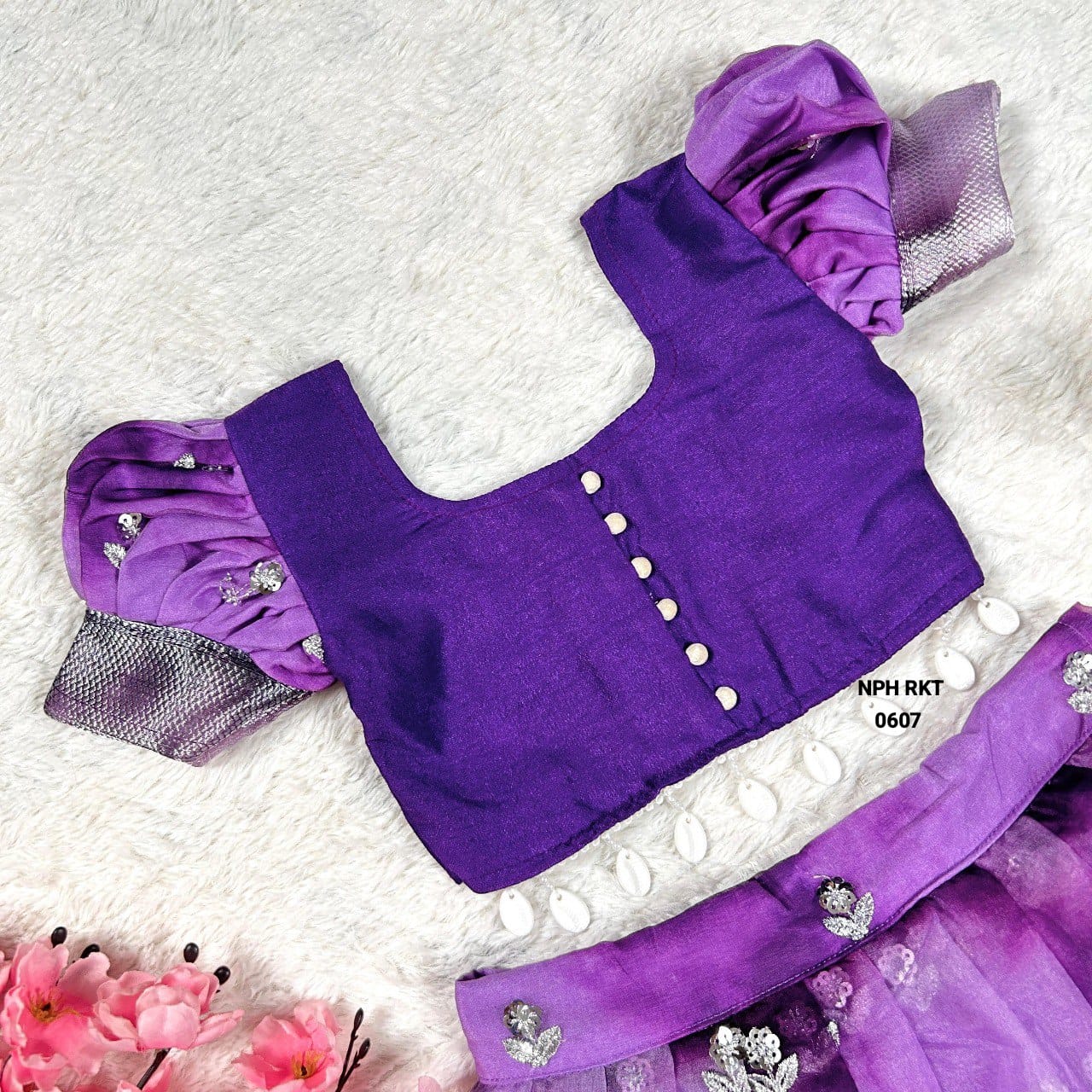 Kids Handloom Silk and Soft Organza Lehenga Choli Set
